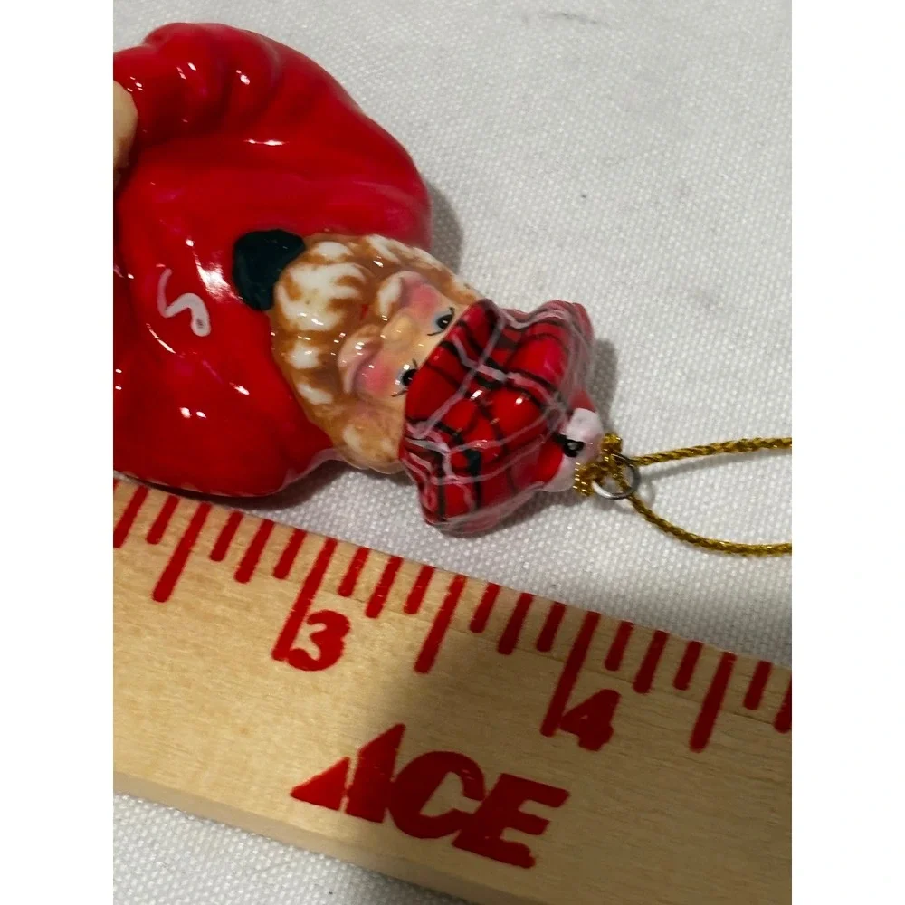 Ceramic Golfing Santa Claus Christmas Ornament Plaid Knickers 3.5 Collector Gift